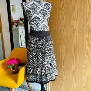Green 3 Women’s Repurposed Seamed Patchwork Sweater Knit Fold Over Midi Skirt